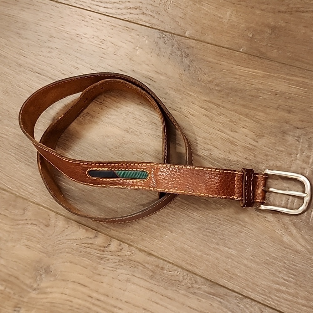 Vera Pelle Men's Leather Belt with Contrasting Fabric Inset Italian‎ size 105 IT
